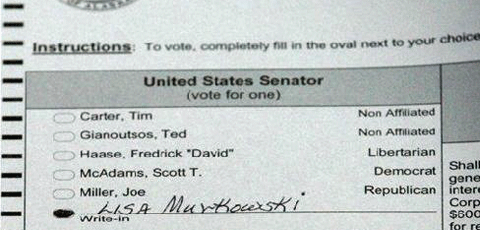 Image result for murkowski write in ballot