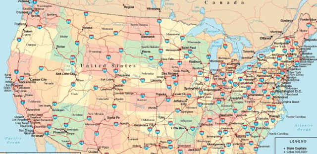 us map with interstate highways